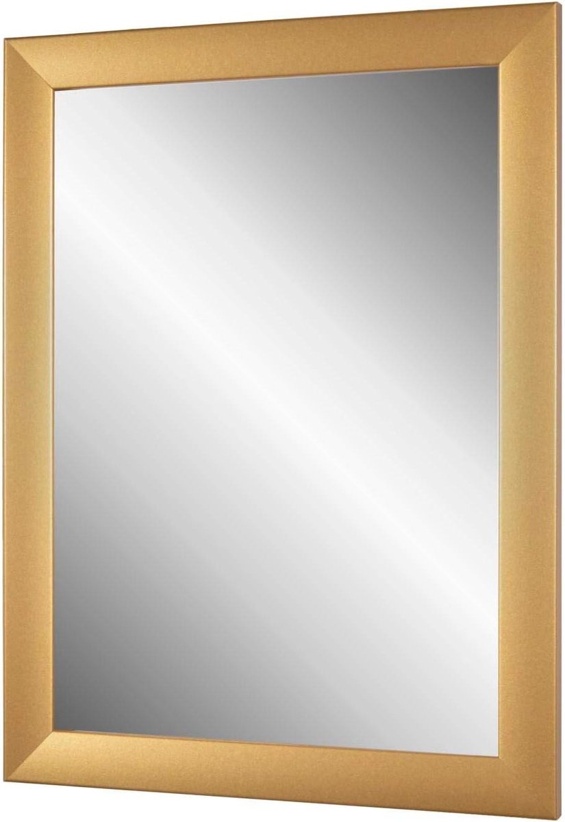 Wandspiegel Ingelijst - Spiegel op Maat - Decoratie Thuis - Handgemaakt in Duitsland - 75 x 45 cm - Goud