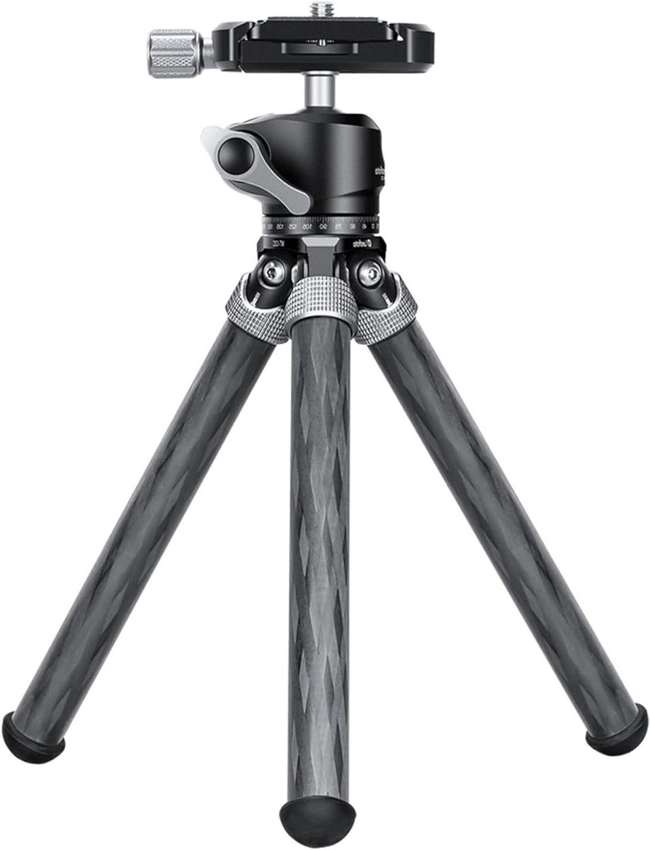 Tafelblad Statief - Mini Reis Statief - Stabiele Foto's Maken - Koolstofvezel Constructie - 108 Gram - Zwart