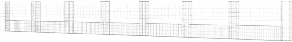 Schanskorf U-vormig - Keerwand - Tuin Afscheiding - Met 8 palen - 860x20x100 cm - Grijs