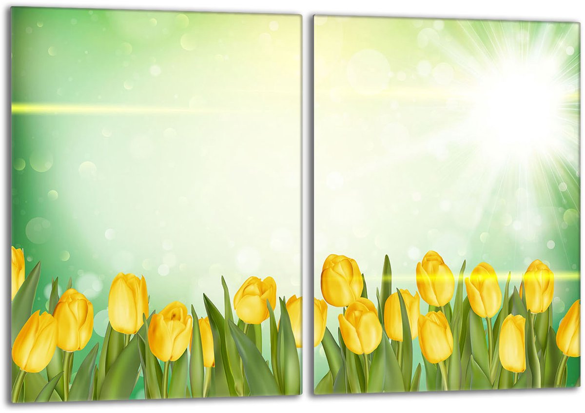 TMK ArtDeko Serie - Glazen Beschermplaat - 2x 40x52 cm - Tulpen
