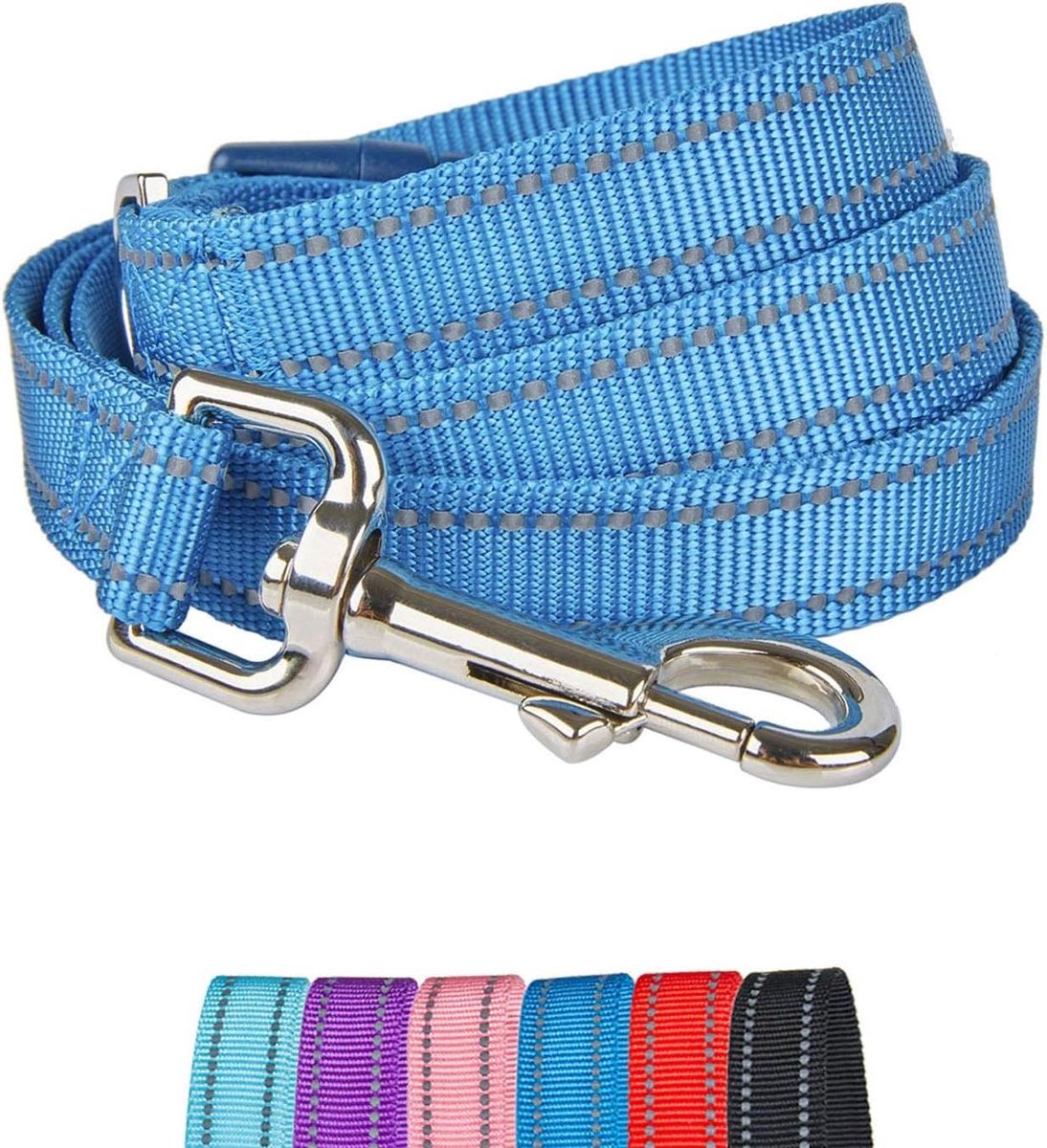 Hondenriem Nylon - Hondenlijn Reflecterend - Dagelijks Wandelen - Gewatteerd Handvat - 120 cm Lang - Koninklijk Blauw