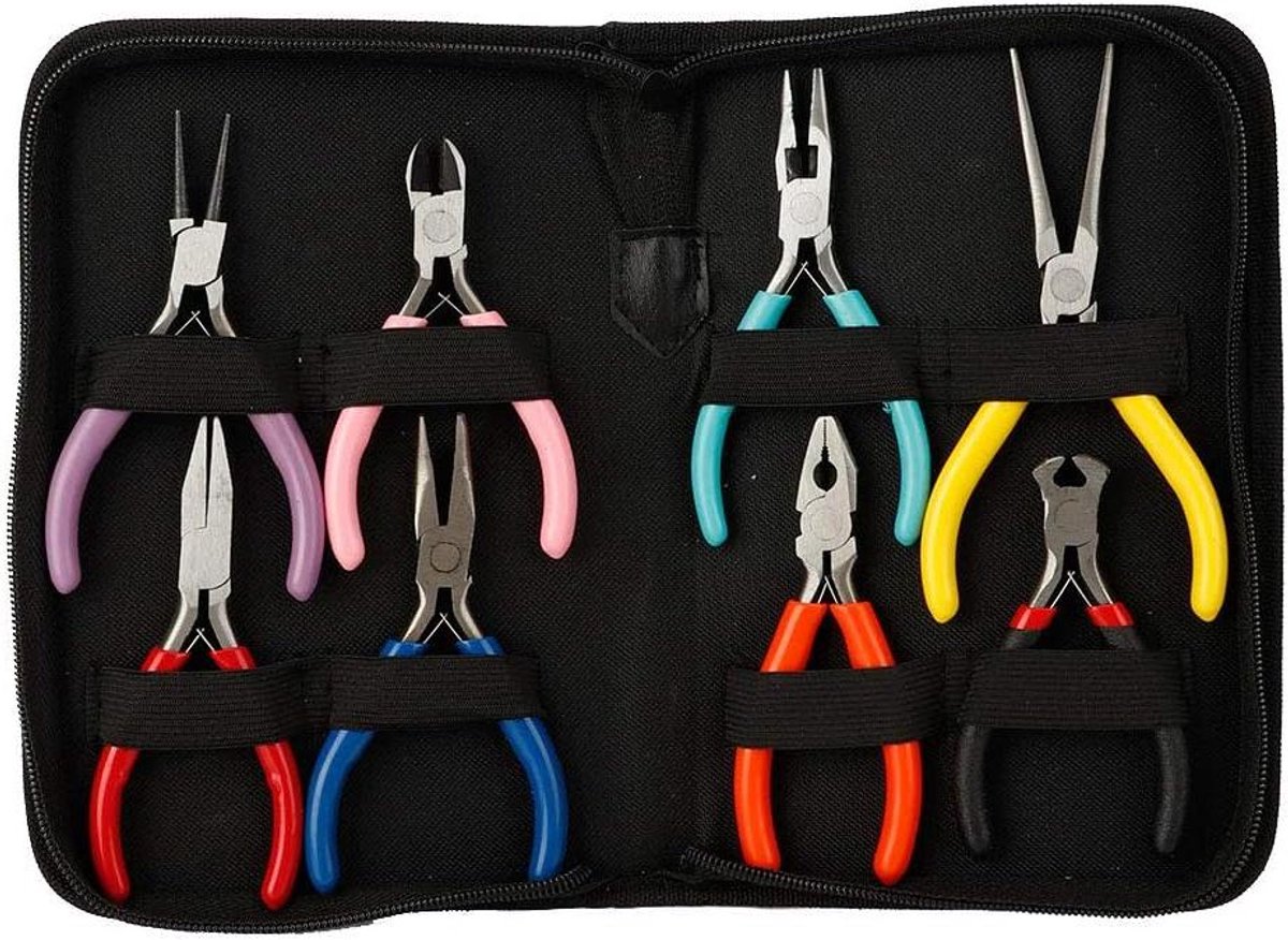 Tangenset Sieraden - Tang Gereedschap - Sieraden Maken - Slijtvast Duurzaam - Lange Platte Ronde - Grijs