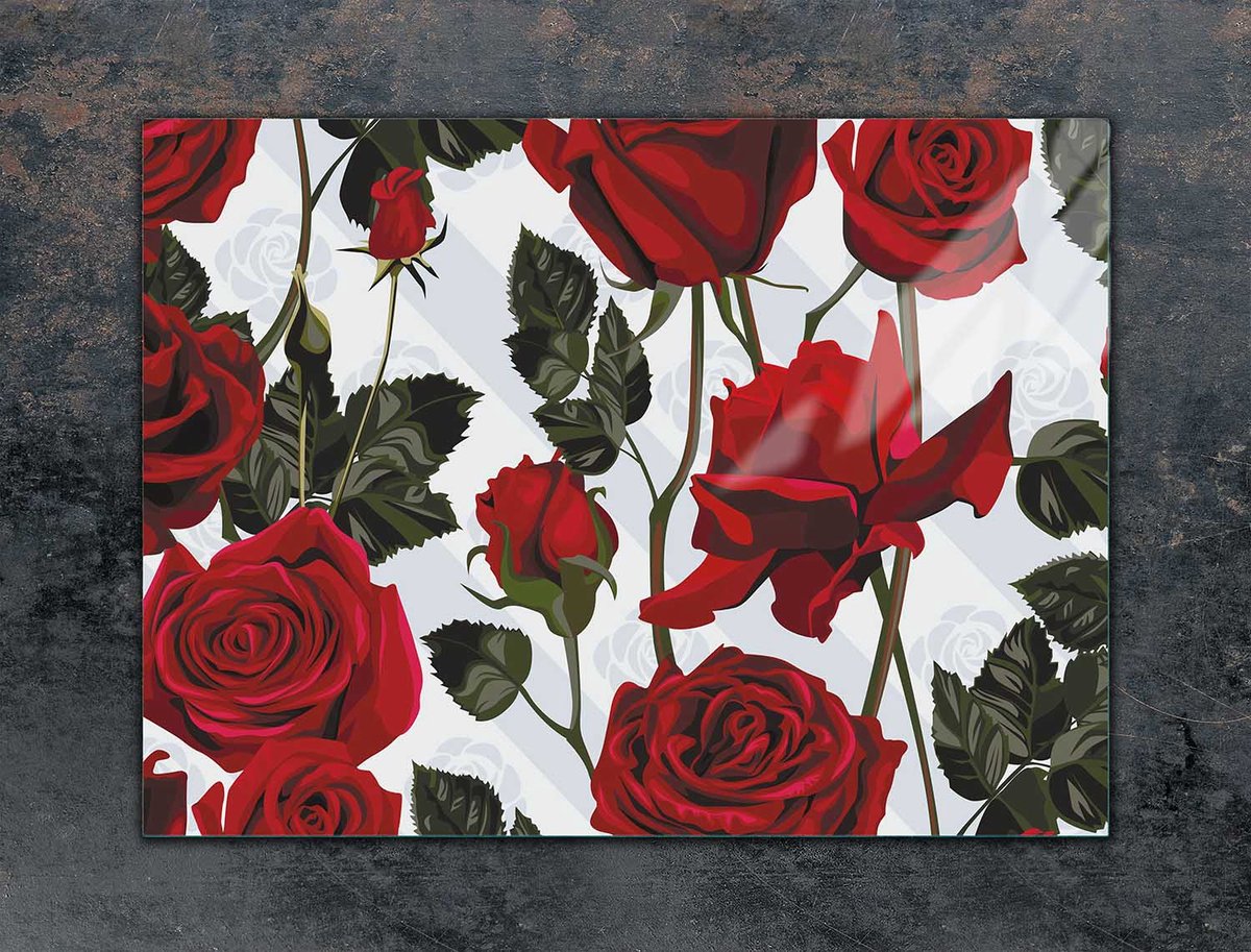TMK ArtDeko - Snijplank - Glas - 70x52 cm - Rozen