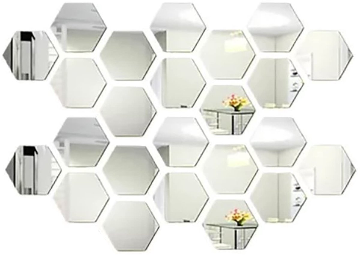 Dailygoody - Spiegeltegels - Hexagon Muurstickers - Decoratief en Modern - Acryl - DIY Wanddecoratie - Geschikt voor Woonkamer en Slaapkamer