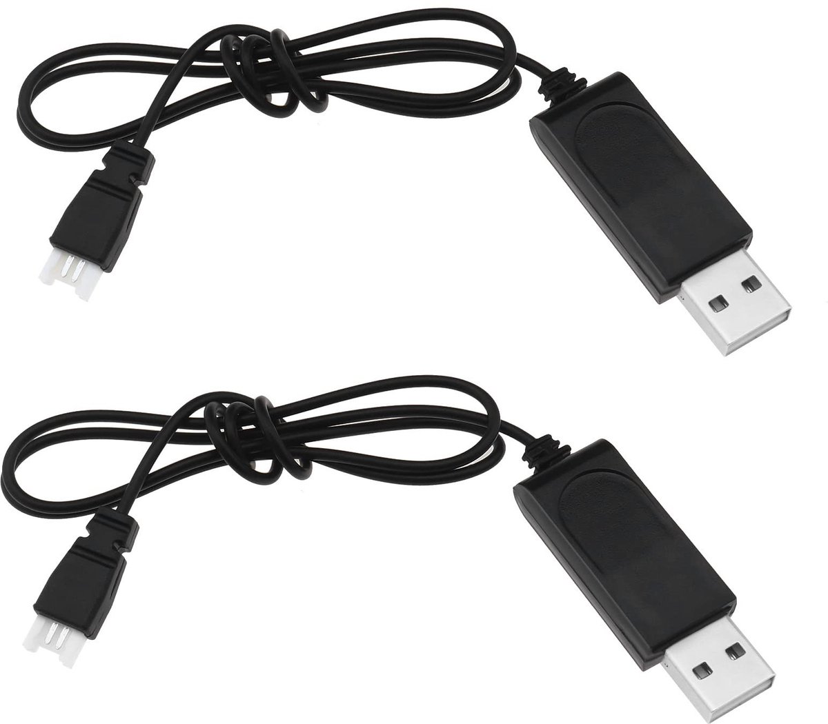 Dailygoody - USB-oplaadkabel - 2 stuks - Compact en lichtgewicht - Zwart - Geschikt voor Hubsan drones - 50 cm oplaadkabel voor gemak