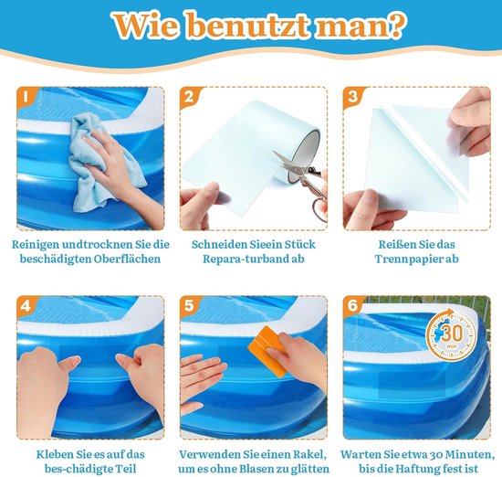 Zwembad reparatieset - Onderwater tape - Lekkages dichten - Zelfklevend PVC - 10x500 cm - Transparant — afbeelding 3