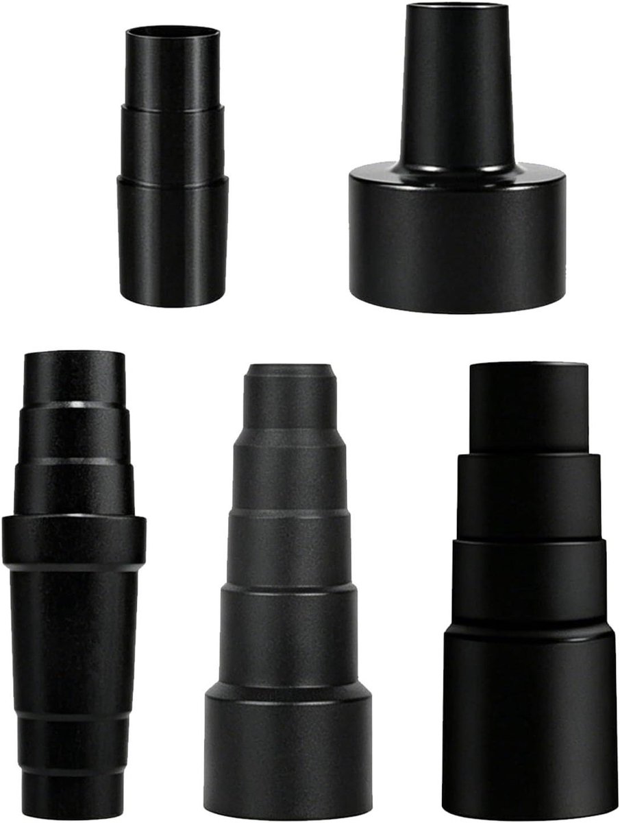 Stofzuiger Slangadapter - Verloopstuk Stofzuiger - Stof Afzuigen - Universeel Verstelbaar - 5 stuks - Zwart