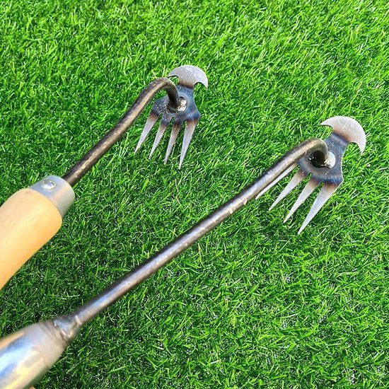 Onkruid Verwijderaar - Worteltrekker Tuin - Tuinonderhoud Vereenvoudigen - 4-Tand Ontwerp - Ergonomisch Handvat - Metaal — afbeelding 2