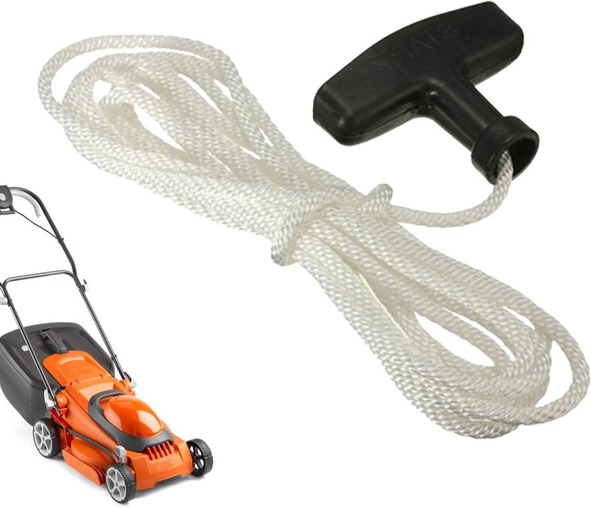 Trekkoord Grasmaaier - Startkabel Startertouw - Gazononderhoud - Robuuste ABS Handgreep - 3 meter touw - Zwart