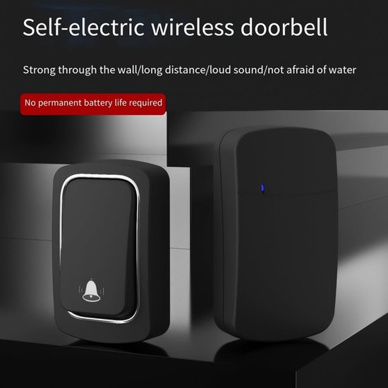 Zelfaangedreven Draadloze Geen Batterij Waterdichte Chime Ring Ouderen Beller Huisbeveiligingsapparaat EU-Stekker — afbeelding 2