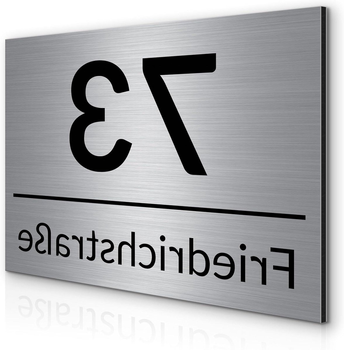 Huisnummerbordje Deurbordje - Gepersonaliseerd Adres - Adres Aangeven - Weerbestendig Geborsteld Aluminium - 32 x 21 cm - Zilverkleurig