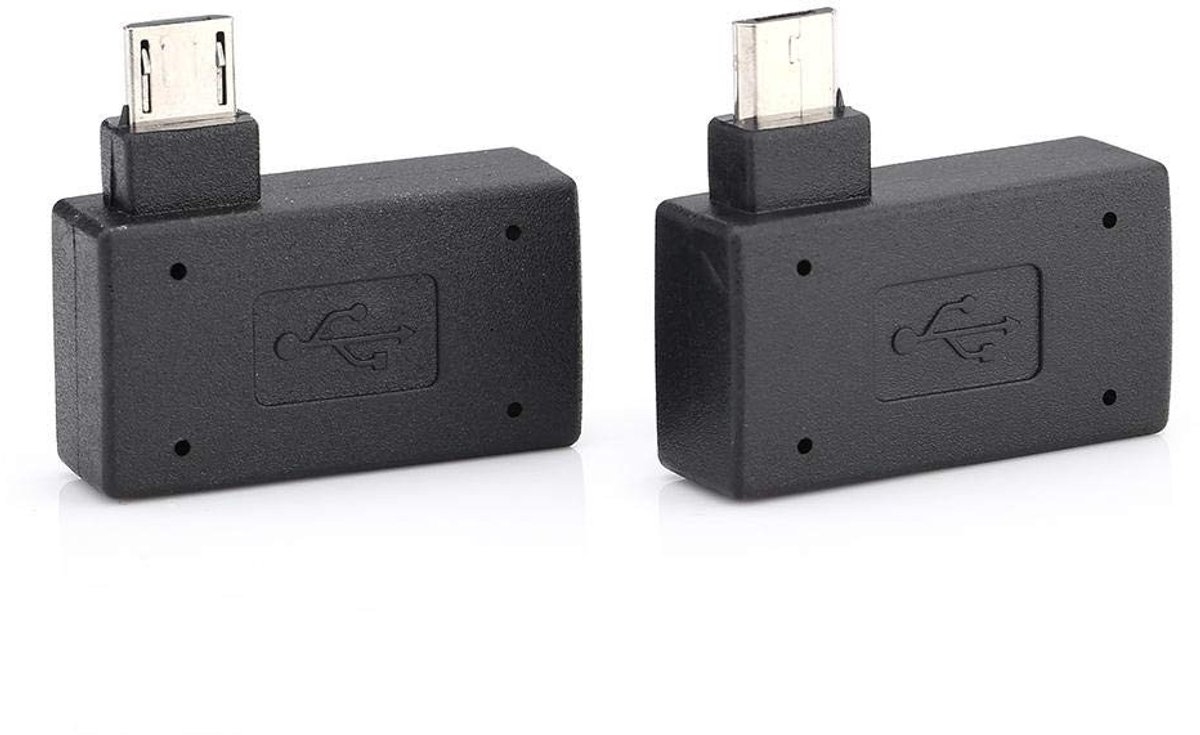 Dailygoody - USB 2.0 Vrouwelijke naar Micro Adapter - 90 Graden Links Hoek - 2 Stuks - Host Adapter - Geschikt voor opladen en dataoverdracht