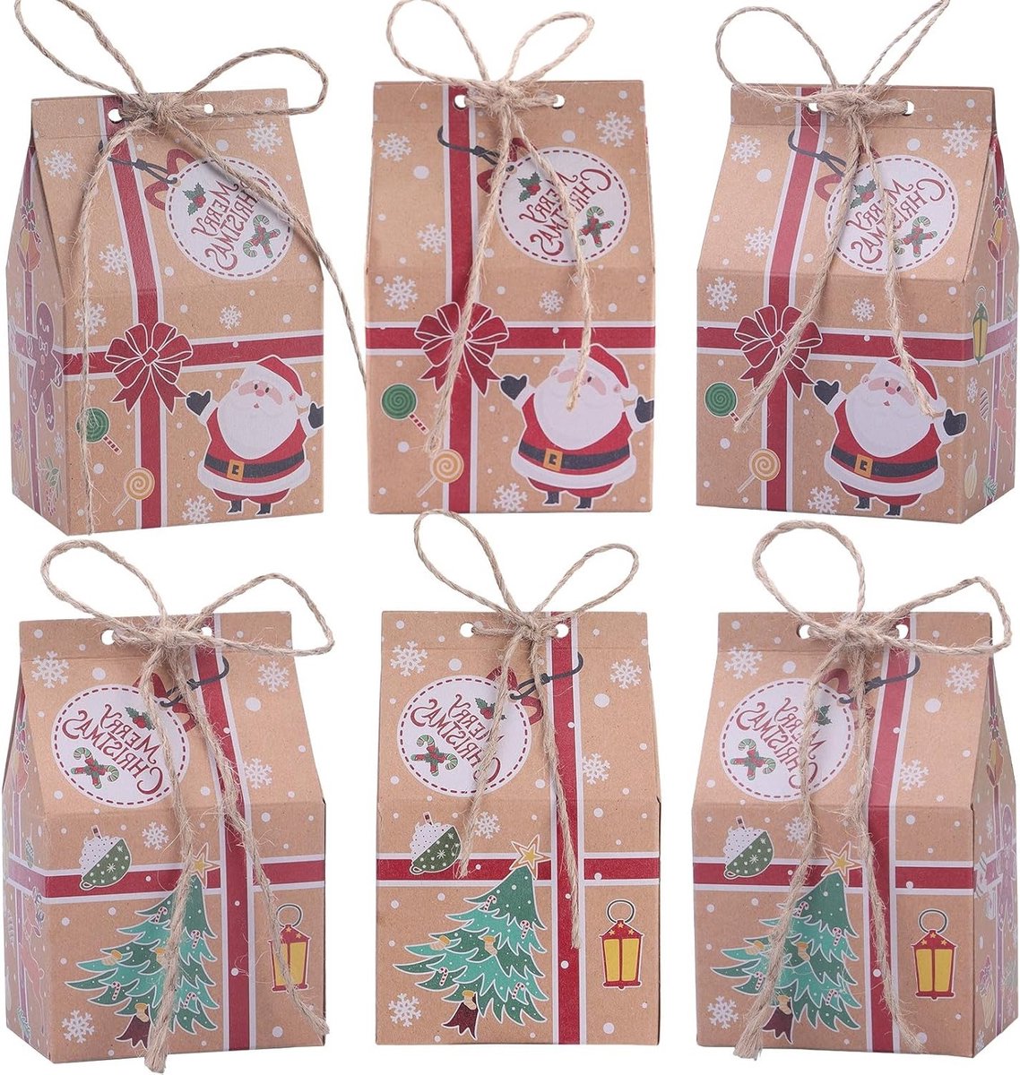 30 Stuks Kerstfeest Favor Dozen - Kraft Papier Cadeauzakken voor Snoep en Geschenken