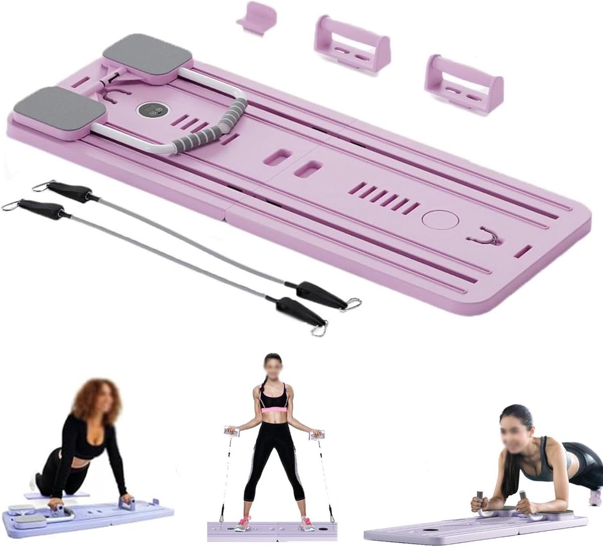 Pilates Board - Fitness Plank - Thuis Fitness - 5-in-1 Set - 106 cm - Roze