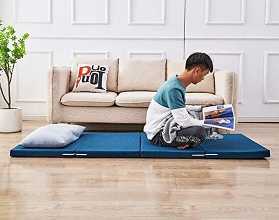 Opklapbed Matras - Logeer Matras - Comfortabel Slapen - Afneembare Hoes - 200x80cm - Blauw — afbeelding 3