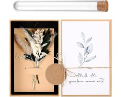Yuqilin Geldcadeau voor bruiloft, inclusief kaart felicitaties, geschenkdoos, bruiloft van hout met gedroogde bloemen - ShopVlot