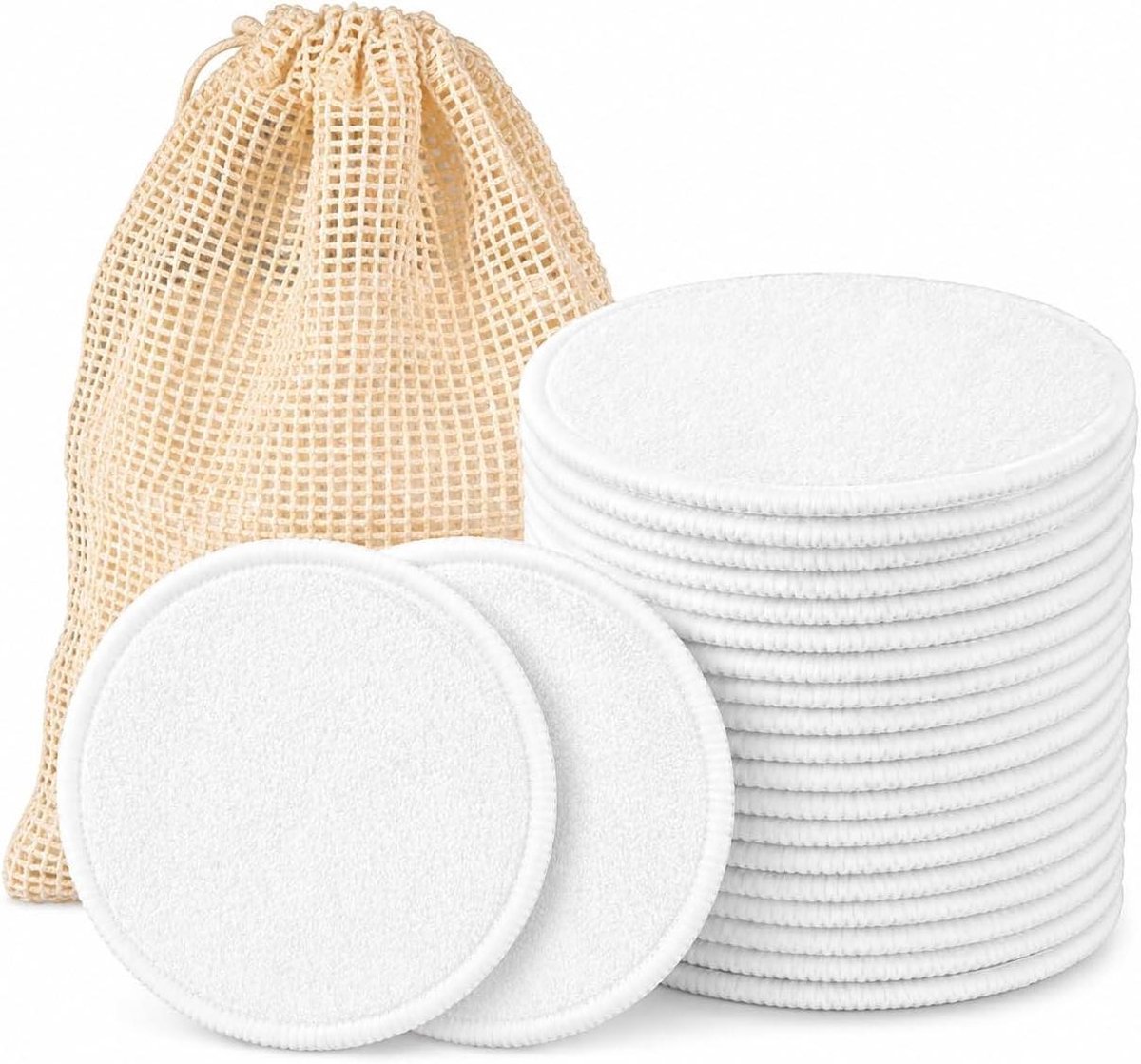 Herbruikbare Make-up Pads - Katoenen Rondjes - Make-up Verwijderen - Zacht voor Huid - 8 cm Diameter - Wit