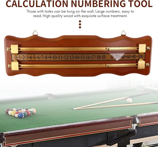 Biljart Scorebord - Snooker Marker - Wedstrijd Bijhouden - Grote Cijfers - 43 x 13 x 3 cm - Houtkleur — afbeelding 4