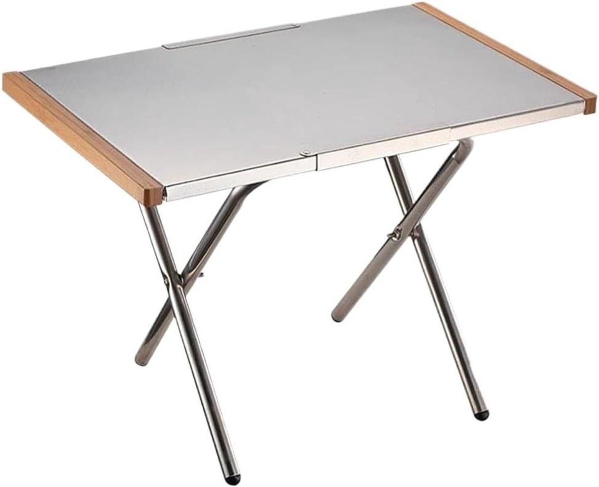 Campingtafel Klaptafel - Balkon Tafel Staal - Buiten Koken - Hittebestendig Oppervlak - 55x35x37cm - Zilver