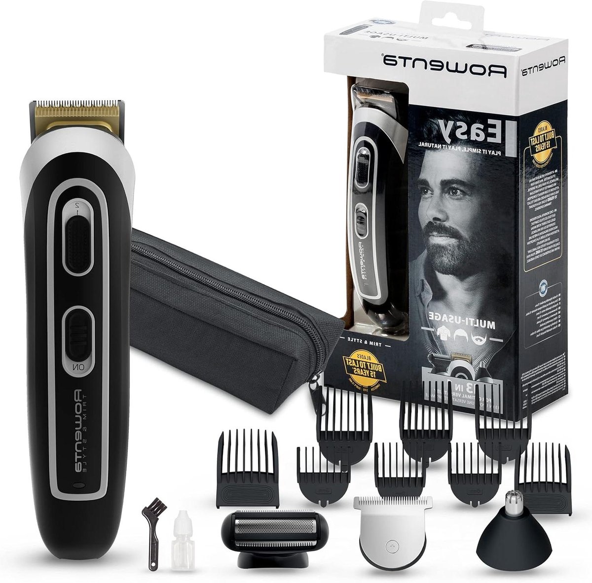 Trimmer 13-in-1 - Grooming Kit Baardtrimmer - Gezichtsverzorging Scheren - Zelfslijpende Titanium Bladen - 120 Minuten Gebruik - Zwart