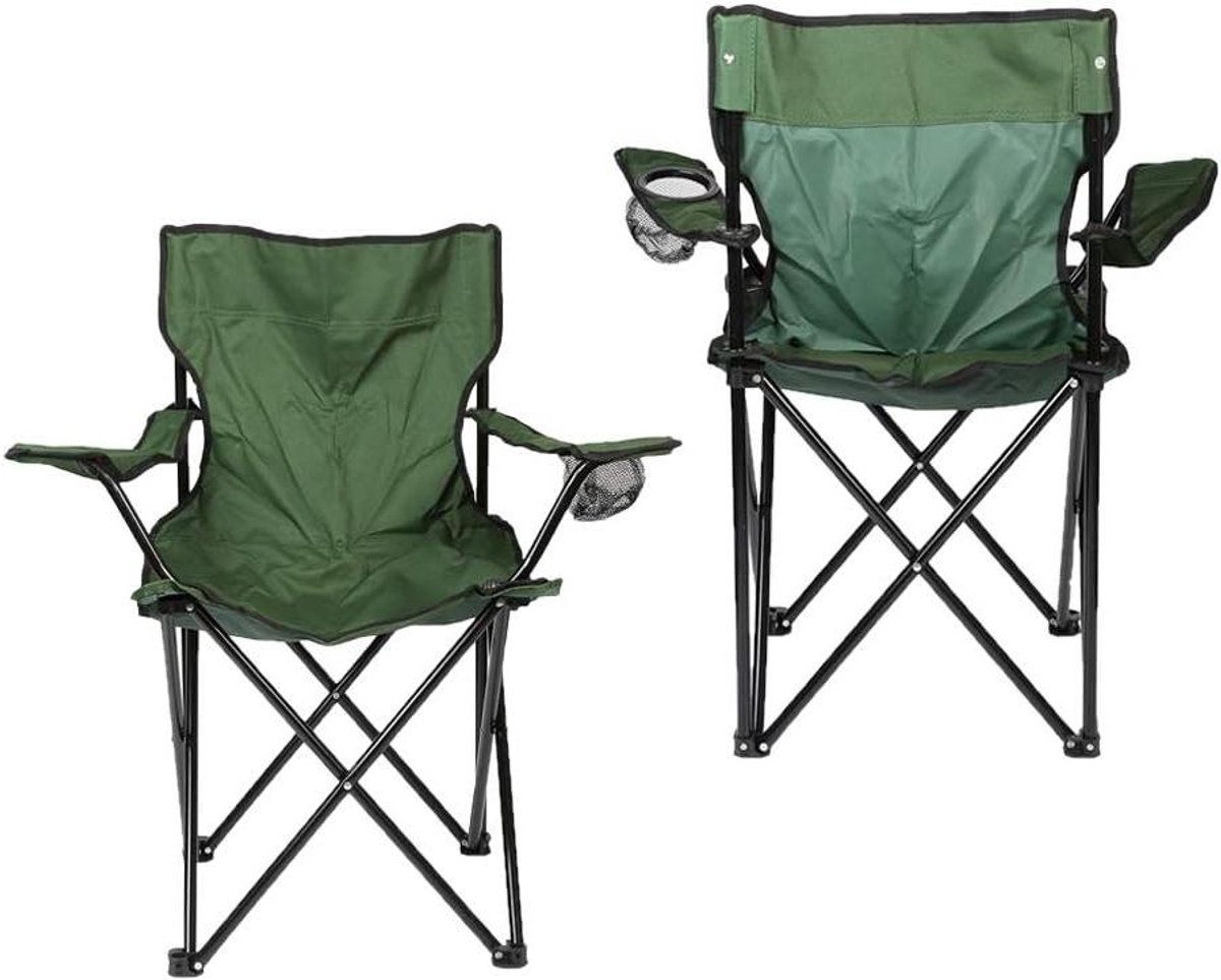 Opvouwbare campingstoel lichtgewicht met bekerhouder voor buiten, vissen en picknick