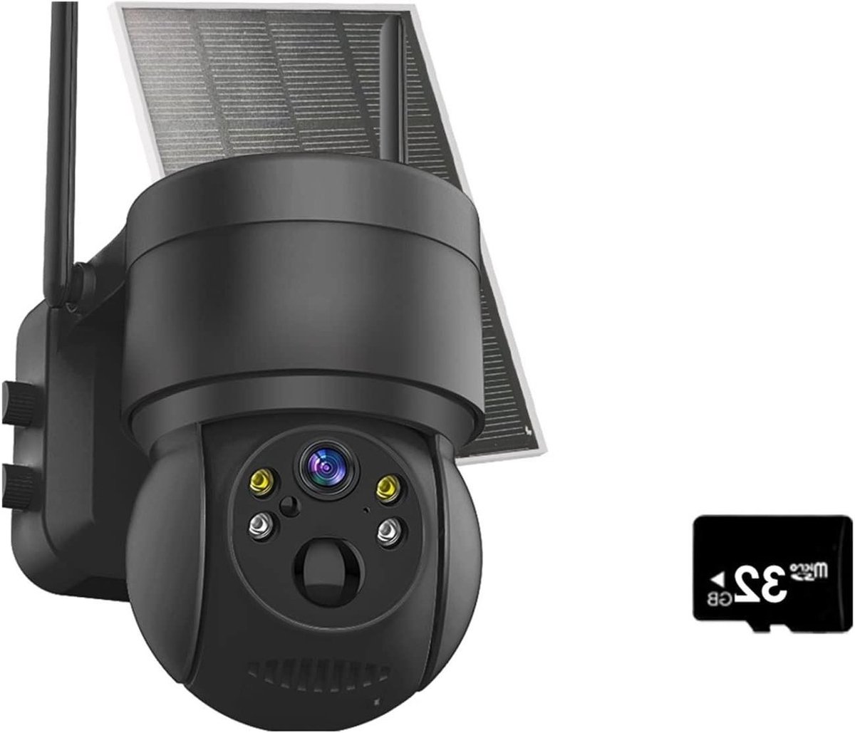 Beveiligingscamera Zonne-energie - Draadloze Camera Buiten - Woningbeveiliging - 4MP HD Blacklight Kleur - IP65 Waterdicht - One Color
