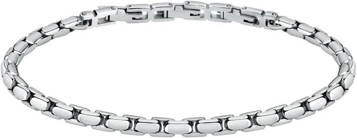 Heren Armband - Ketting Armband - Accessoire Dragen - Venetiaanse Schakel - 22 cm - Zilverkleurig