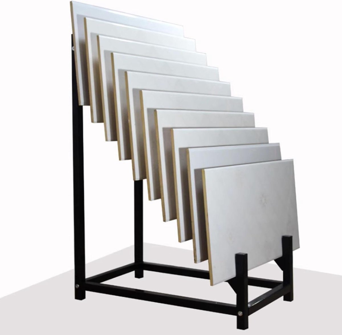 Tegelstandaard - Displayrek Voetstuk - Producten Presenteren - Robuust IJzer Poedercoating - 30x60x83 cm - Zwart