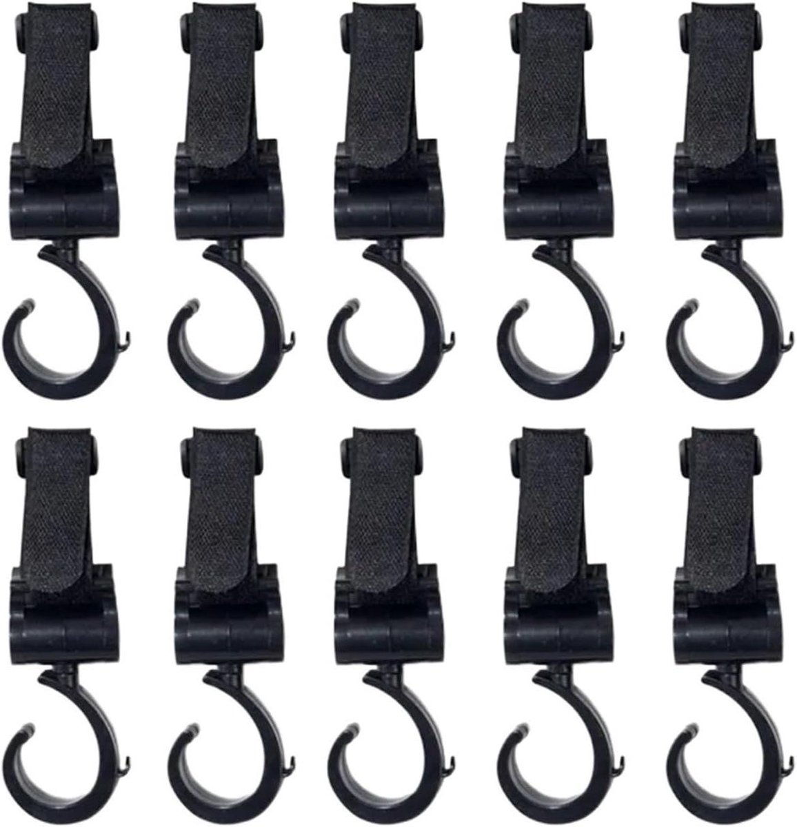 Kinderwagen Haken - Mama Tas Clips - Handen Vrij Houden - Eenvoudige Bediening - 18 Stuks - Zwart