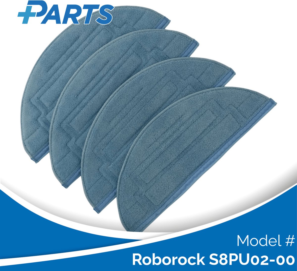 Roborock S8PU02-00 Dweilpads (4 Stuks, Plus.Parts® alternatief voor 8.02.0198)