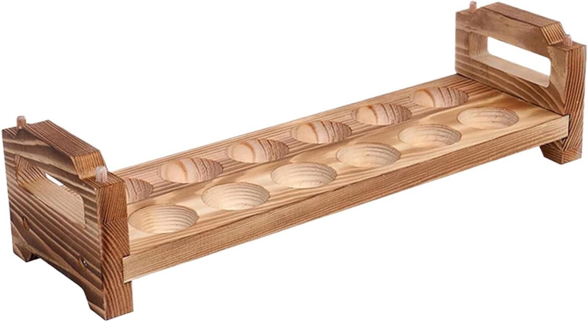 Houten eierhouder Keukenopslag Ontbijt presenteren Stapelbaar ontwerp 12 eieren Houtkleur