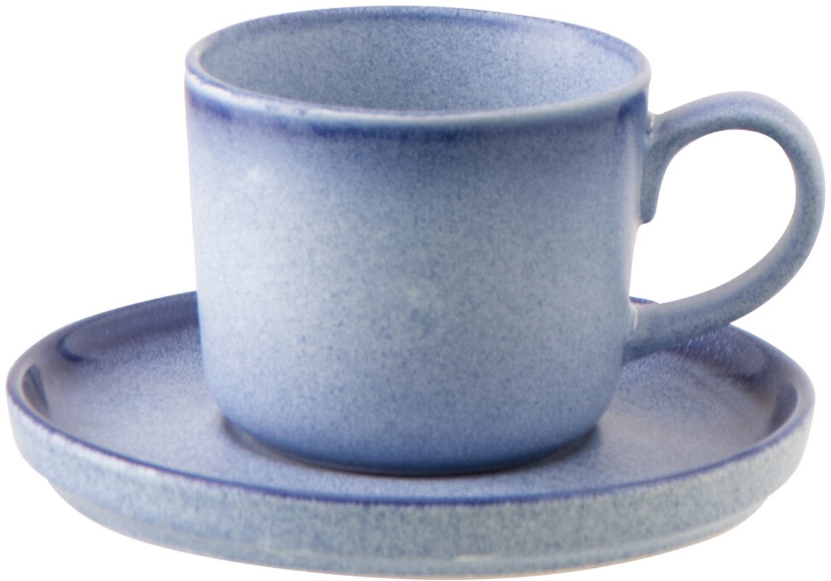 J-Line kopje + schoteltje Luna - keramiek - blauw
