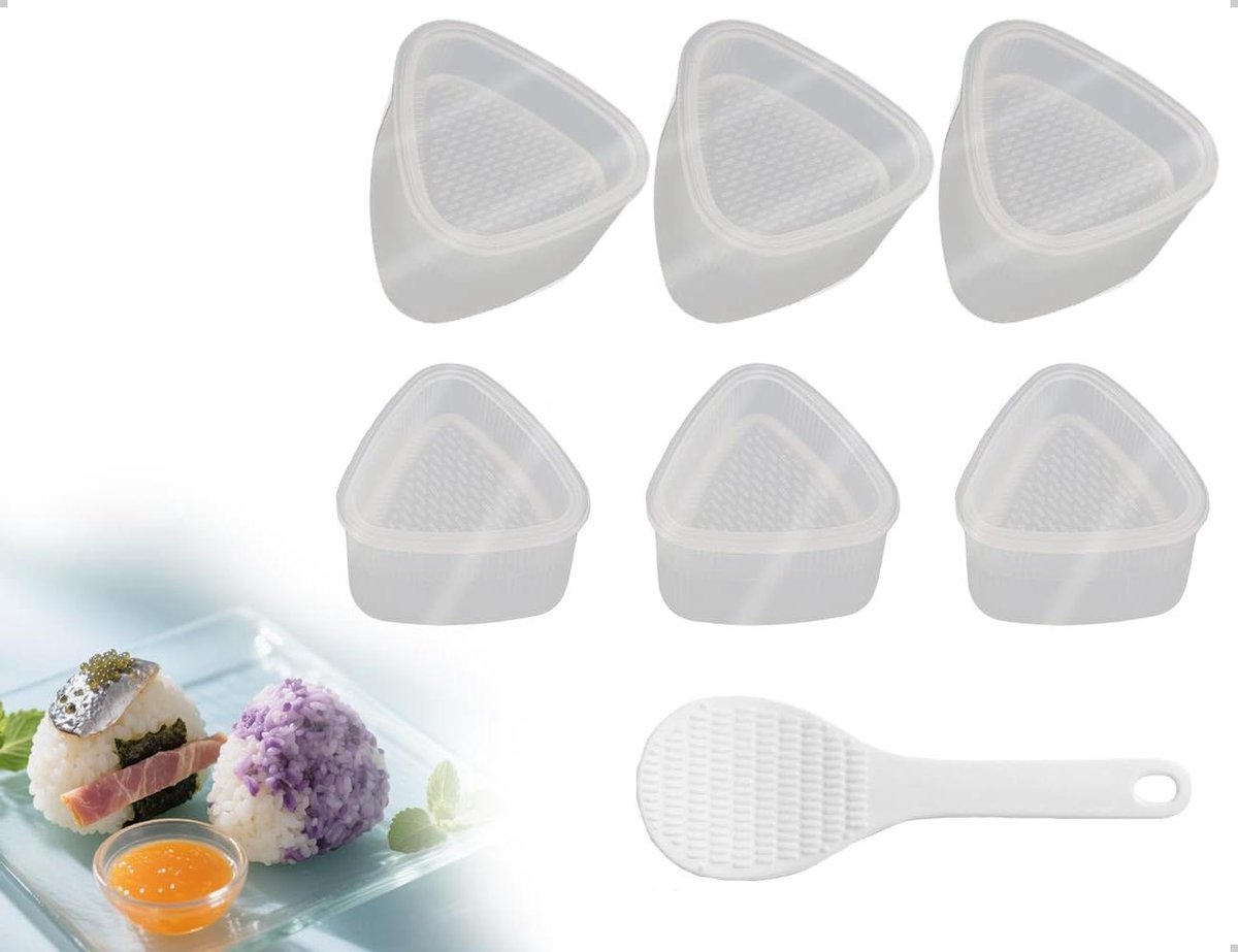 Onigiri vormen - Rijstballetjes mallen - Japanse keuken - Driehoekig ontwerp - 6 delig - Wit