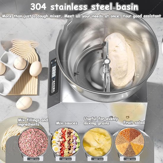 Deegkneder Machine - Deegmixer Elektrisch - Brood Deeg Maken - 5kg Capaciteit - 12 kg - Zilver — afbeelding 3