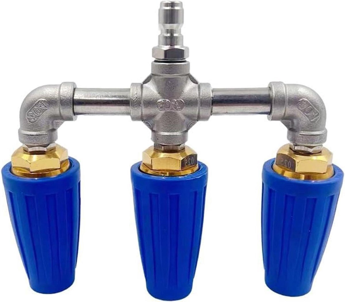 Drievoudig Hogedrukmondstuk - 3-in-1 Sproeikop - Buitenkant Reinigen - 360 Graden Draaibaar - 1/4 Inch Snelkoppeling - Blauw
