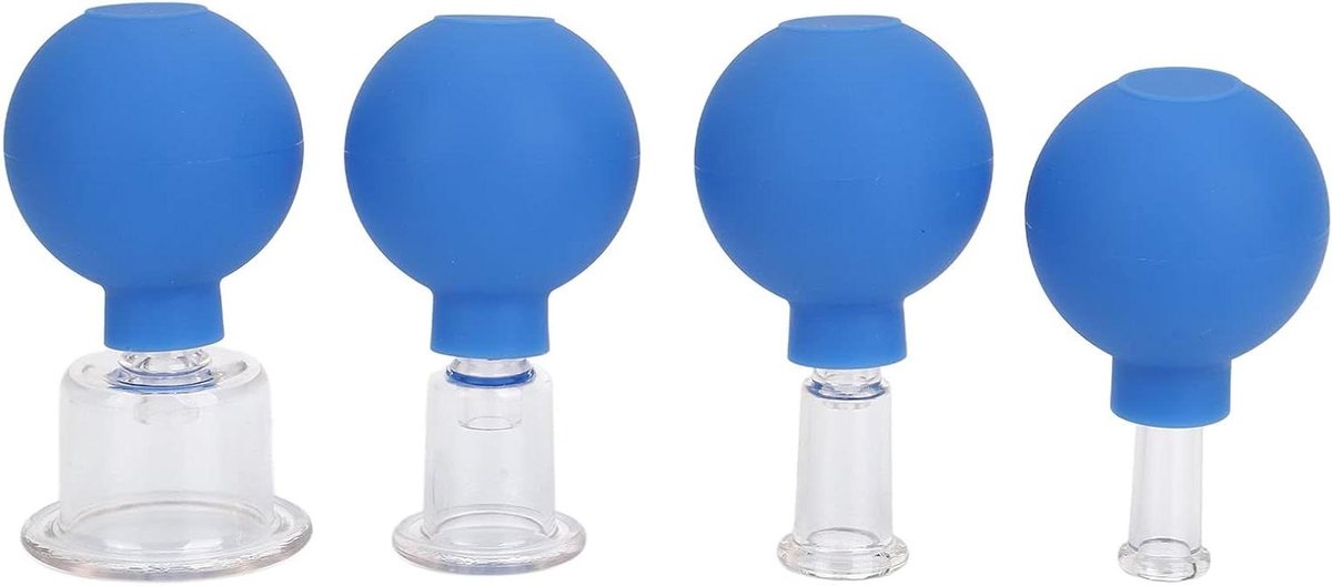Cupping Massage Set - Vacuüm Cupping - Spierpijn Verlichten - Niet Breekbaar - 4 Cups - Blauw