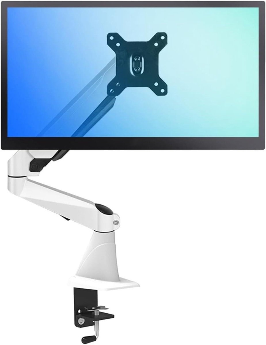 Monitor bureau arm - Scherm ophanging - Ergonomisch werken - Verstelbare gasveer - 15-27 inch - Wit