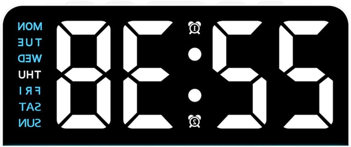 Digitale Wekker - Tafelklok Datum - Tijd Weergeven - Automatische Helderheid - 17 cm - Wit Blauw