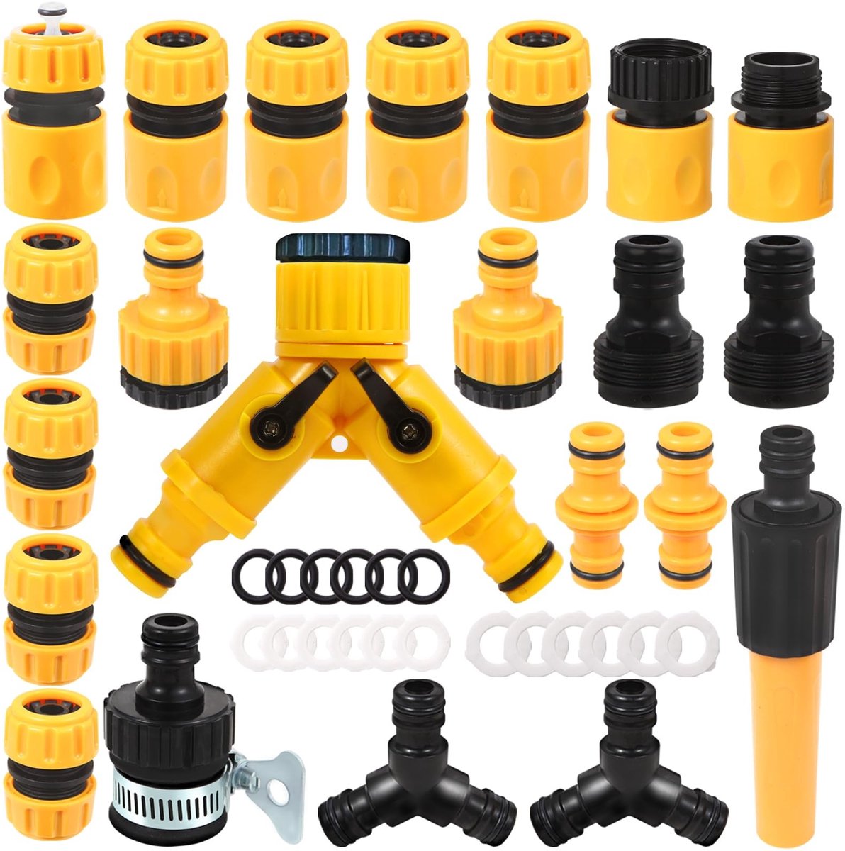 Dailygoody - Tuinslang Koppeling Set - 22-delige Koppeling - Lekvrij - 1/2 Inch - Tuinkraan Adapter - Geschikt voor Diverse Slangen - Hoogwaardige Mat..