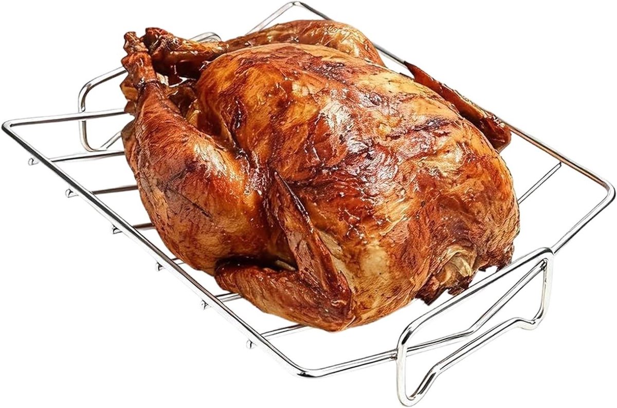 Roosterrek - Braadstandaard - Gevogelte Braden - Hittebestendig RVS - 28.7 cm - Zilverkleurig