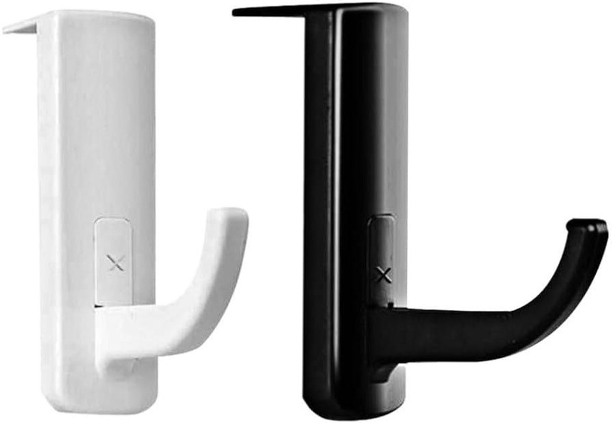 Hoofdtelefoon Hanger - Koptelefoon Rek - Bureau Organisatie - Ruimtebesparend Ontwerp - 7.5 x 5.3 cm - Zwart en Wit