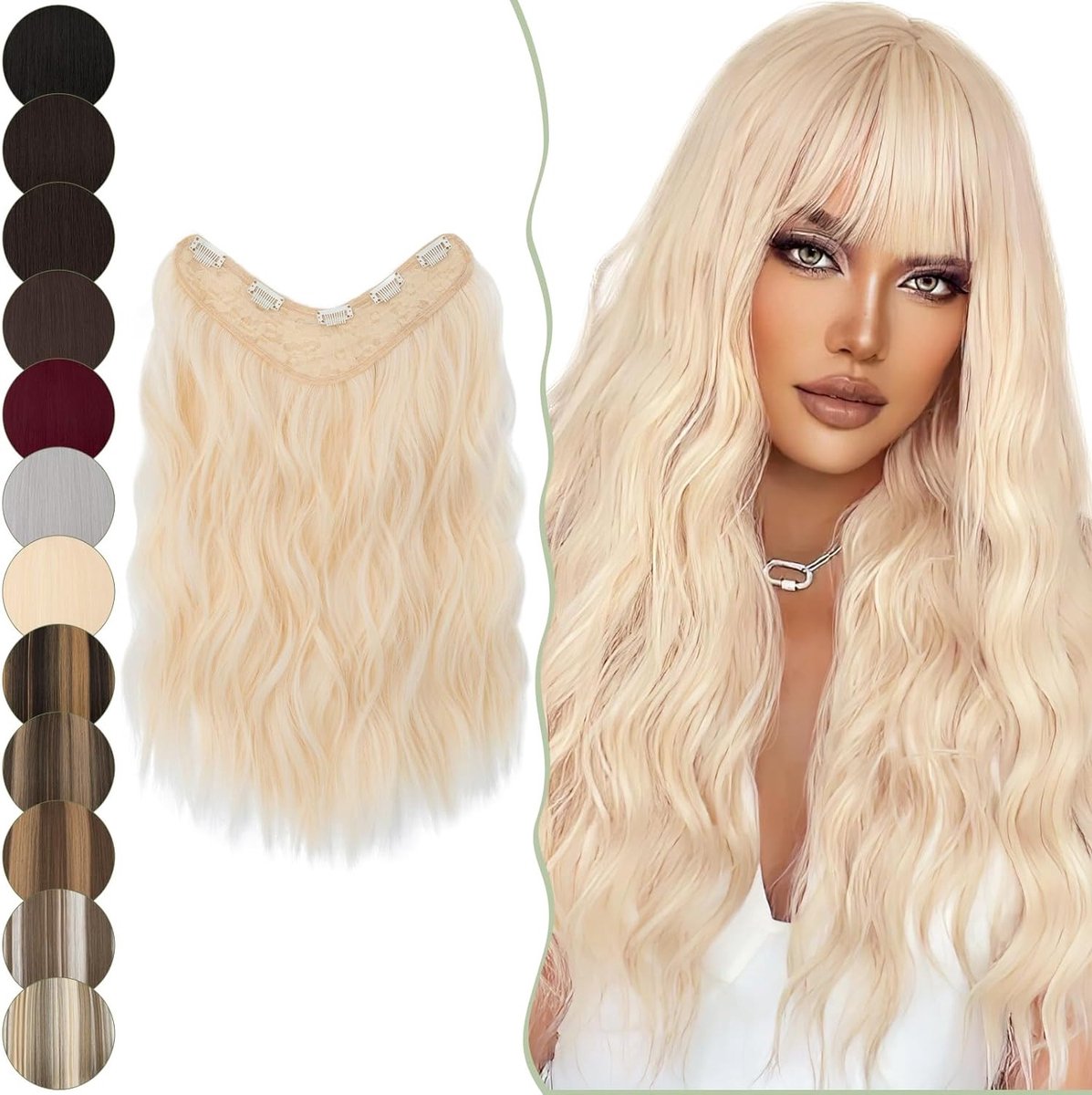 U-vormige Clip-in Haarverlenging 45 cm Natuurlijk Volume en Lengte 160g Lichtblond