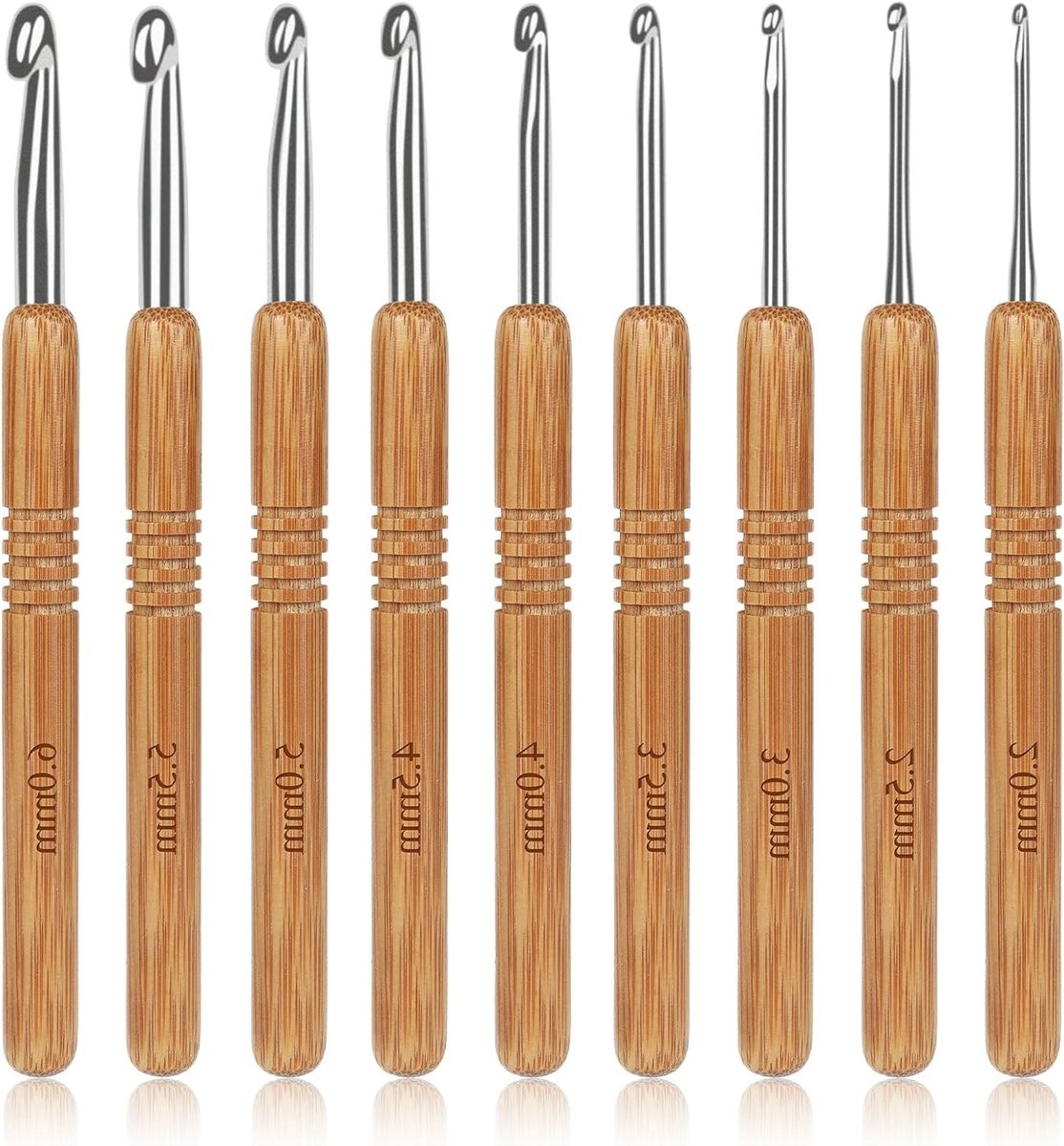 Haaknaaldenset - Breinaalden Haken - Handwerk Projecten - Gecarboniseerd Bamboe - 9 Stuks - Niet gespecificeerd