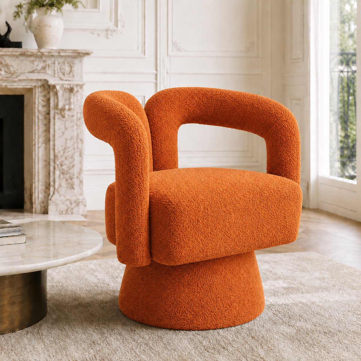 Welltin Fauteuil - Leesstoel - 360° draaibaar - Stof - Metalen onderstel - Verdikt kussen - Hoogwaardige spons - Huidvriendelijk materiaal - Draagvermogen tot 300 pond - Geel