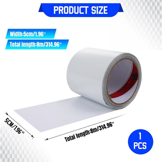 PVC Zeilband - Reparatietape Zeil - Tent Repareren - Waterdicht & Flexibel - 8m x 5cm - Wit — afbeelding 2