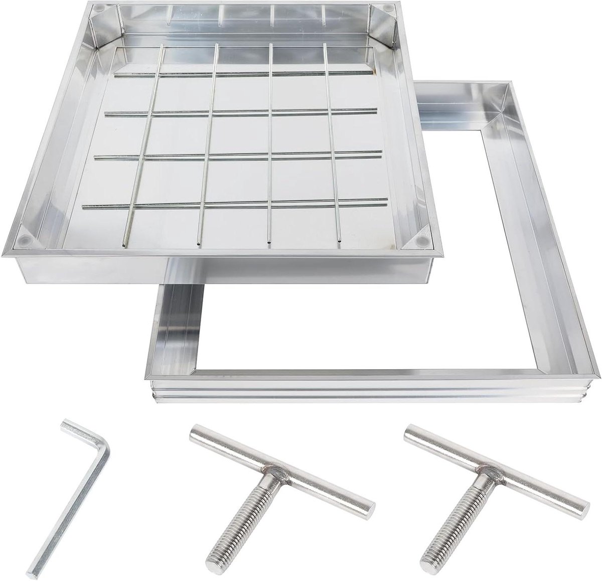 Aluminium Schachtdeksel - Inbouw Putdeksel - Oprit Afdekken - Waterdicht Geurwerend - 40x40x5.5 cm - Zilverkleurig