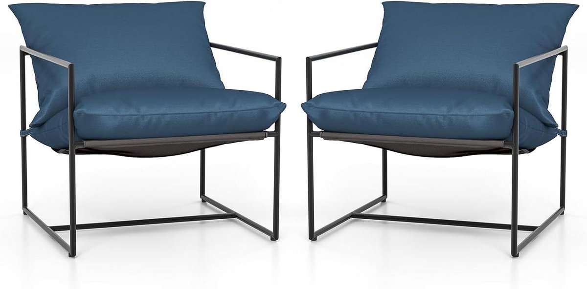 Tuinstoelen Set - Balkonstoelen Comfort - Ontspannen Buiten Zitten - Ergonomisch Ontwerp - 71x71x61 cm - Blauw