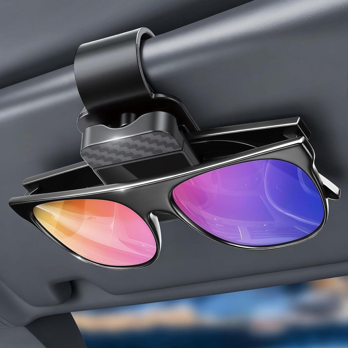 Brilhouder Auto - Brillenclip - Veilig Rijden - Bediening met één hand - 7 x 4 cm - Zwart