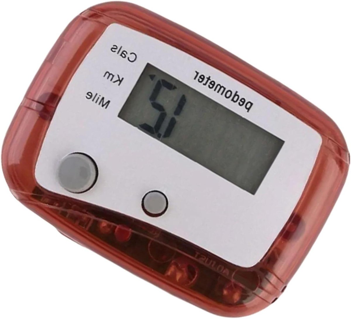 Stappenteller - Stap teller - Fitness bijhouden - Geen app nodig - 60 cm staplengte - Rood