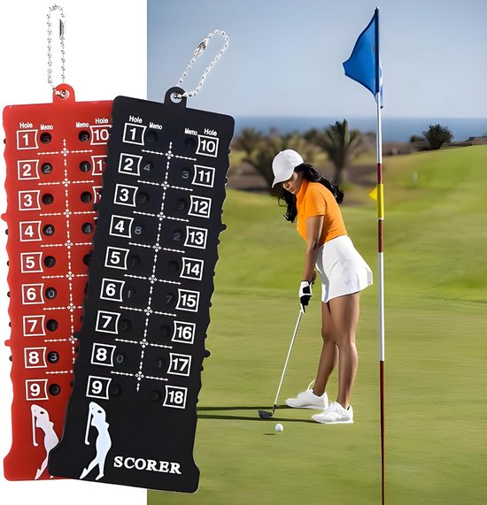 Golf Scoreteller Set - Handteller Slagenteller - Score Bijhouden - Compact Clip-On - 2 Stuks - Rood en Zwart van GOLF — afbeelding 4
